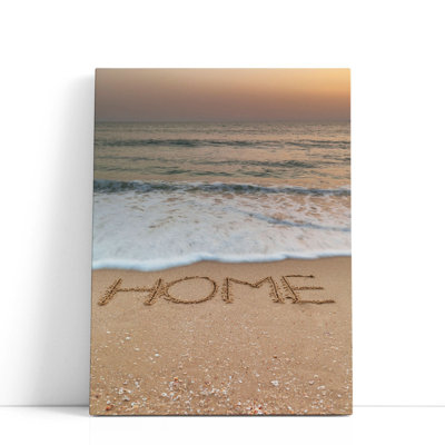 «Word Home Écrit sur la plage», reproduction d'art sur toile