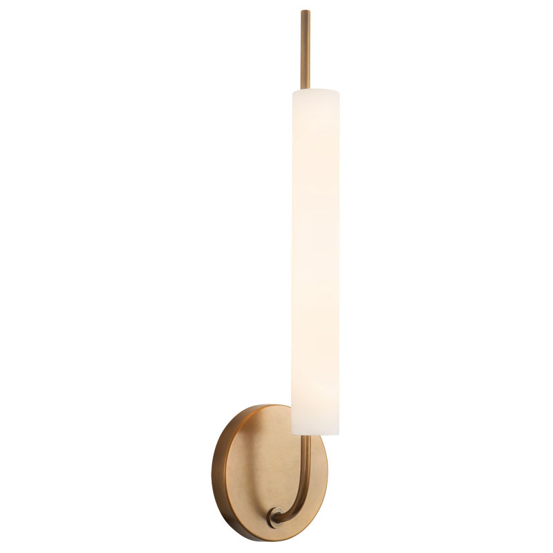 Wick 20-in Black dimmable LED Wall Sconce, Antique Brass