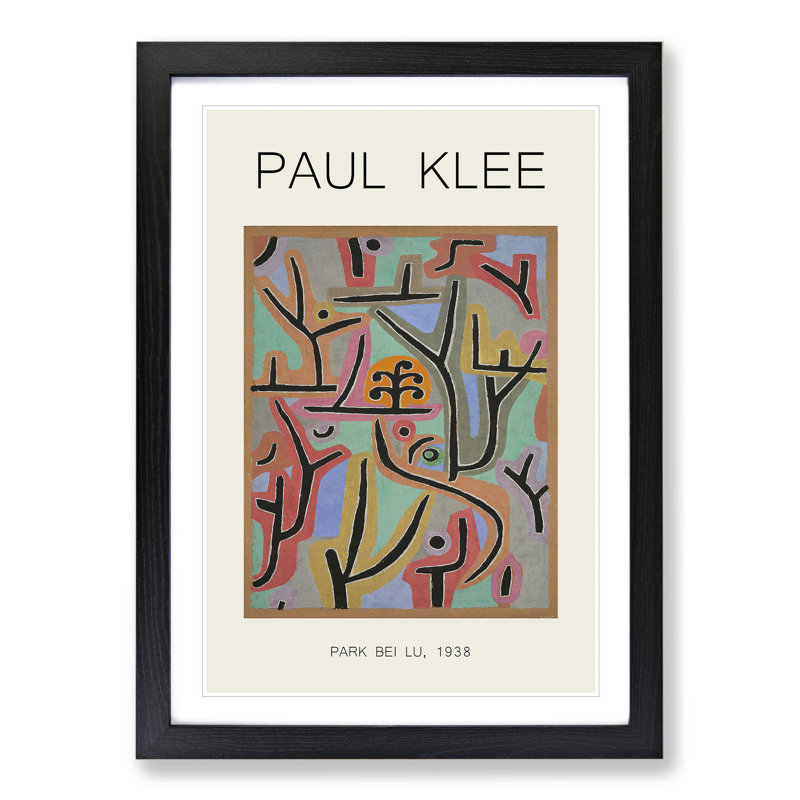 Park Scene by Paul Klee - Picture Frame Painting, 65cm H x 48cm W x 2cm D, Black