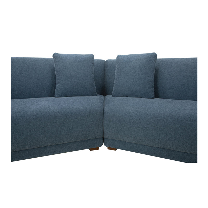 Fraser 4 Piece Modular Sectional White, Blue Polyester, 31.5" H x 192" W x 34.29" D