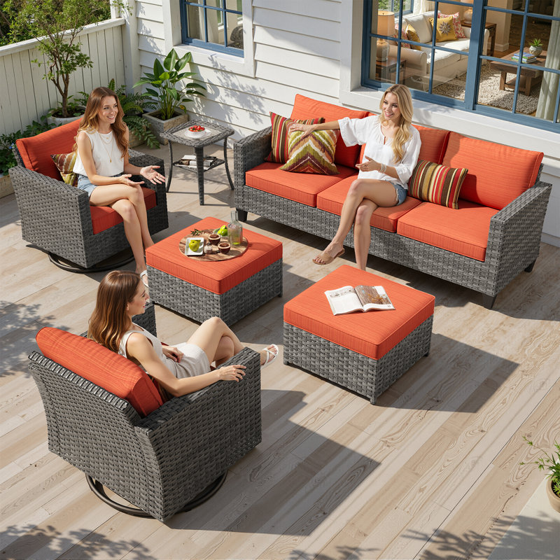 Outdoor Furniture With Sofa 6-piece Set, Orange
