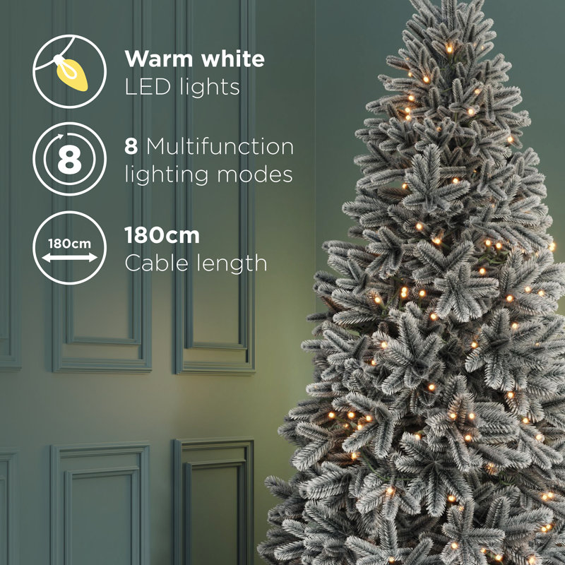 Luxury Pre-lit Faux Hinged Snowy Christmas Tree, 6 ft
