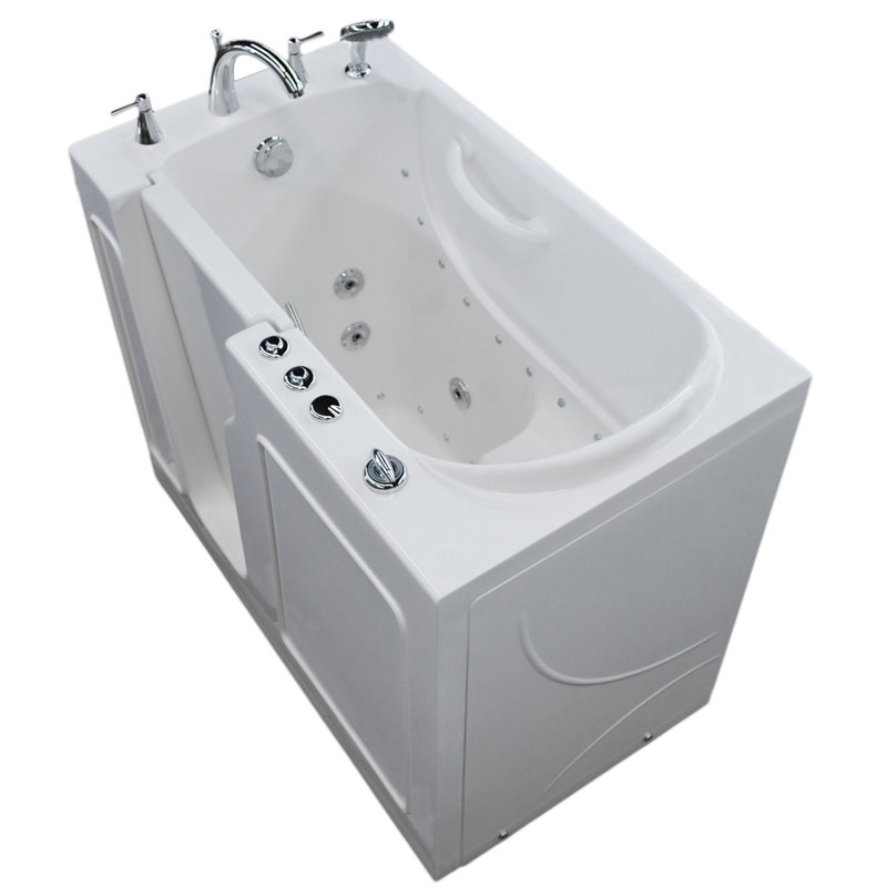 Prairie 45.75'' x 26'' Fiberglass Bathtub with Faucet, Left, White