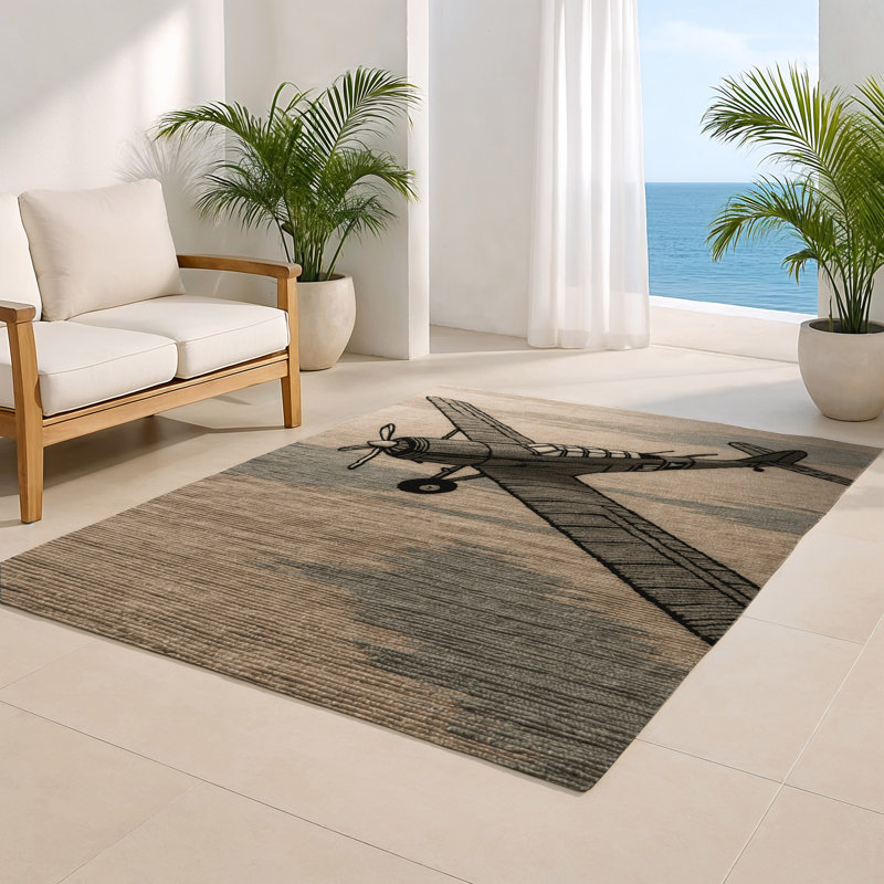 Transportation Gray Indoor and Outdoor Area Rug, Rectangle 2' x 3'