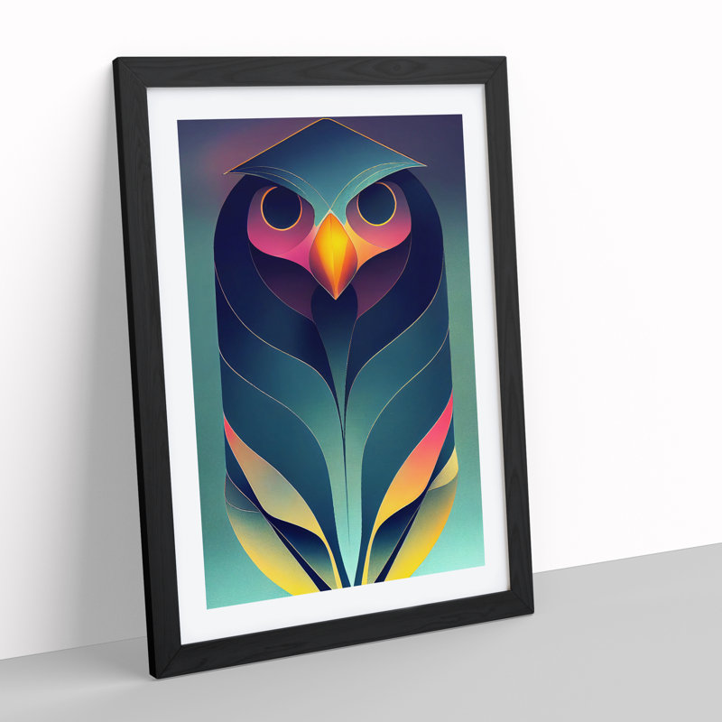 Futuristic Bird - Single Picture Frame Print, Black, 34cm H x 25cm W x 2cm D