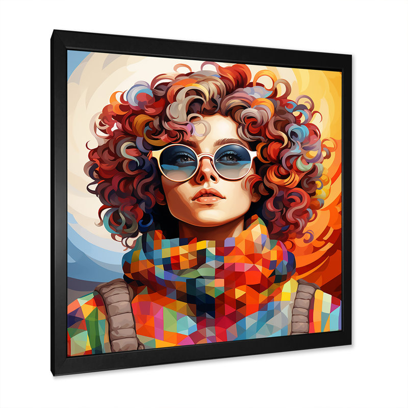 Creative Art Woman Fasion Portrait I - art mural mode, Cadre simple noir, H 16 po x l 16 po x P 1 po