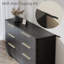 Commode 6 tiroirs pour chambre à coucher, commode simplement moderne avec tiroirs profonds pour le salon, couloir d'entrée, noir-474987497