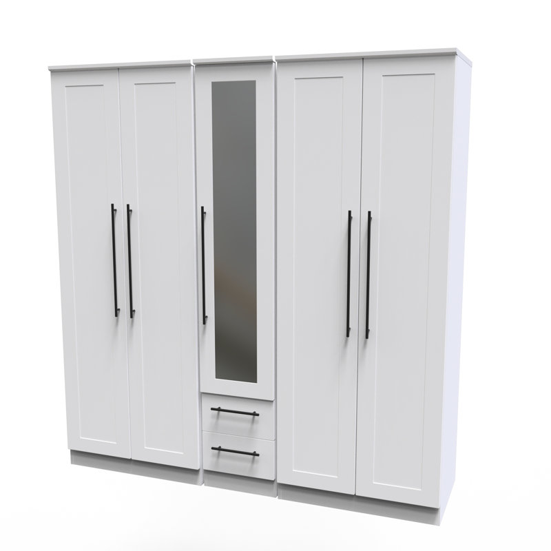 Fully Assembled 2 Door Wardrobe, 197cm H x 74cm W x 53cm D, White Ash