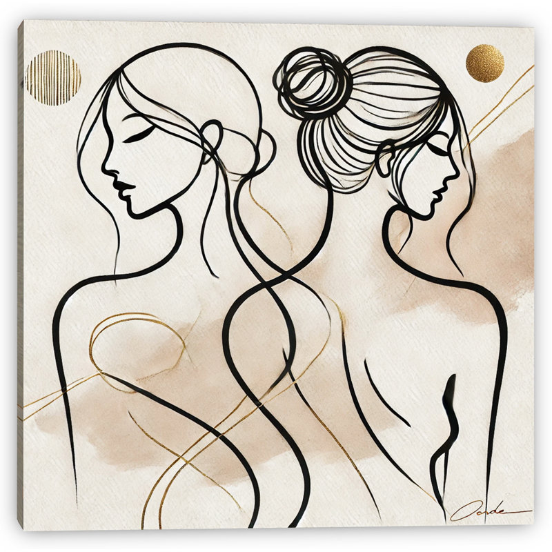 «Whispered Curves», art mural sur toile - dos nu minimaliste dans un style de ligne fluide, H 20 po x l 20 po