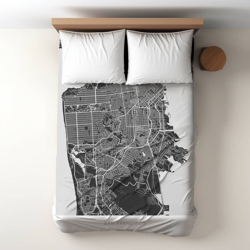 San Francisco Map Twin Duvet Cover | Blueprints Design, White
