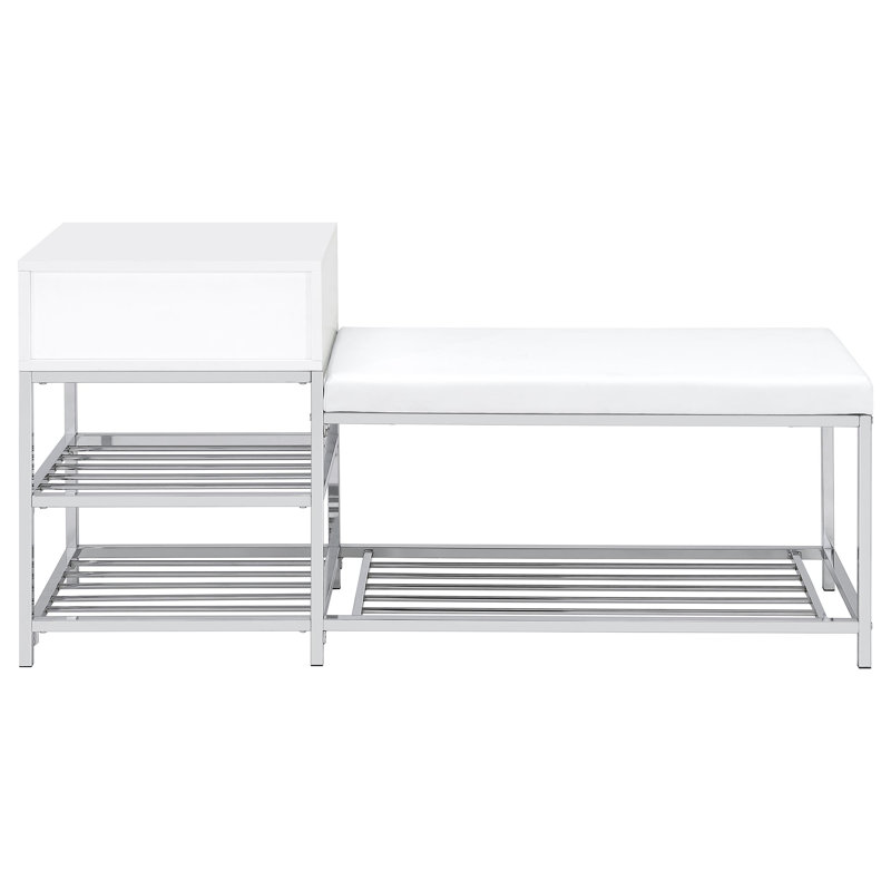 Banc de rangement à 1 tiroir blanc brillant Yesler