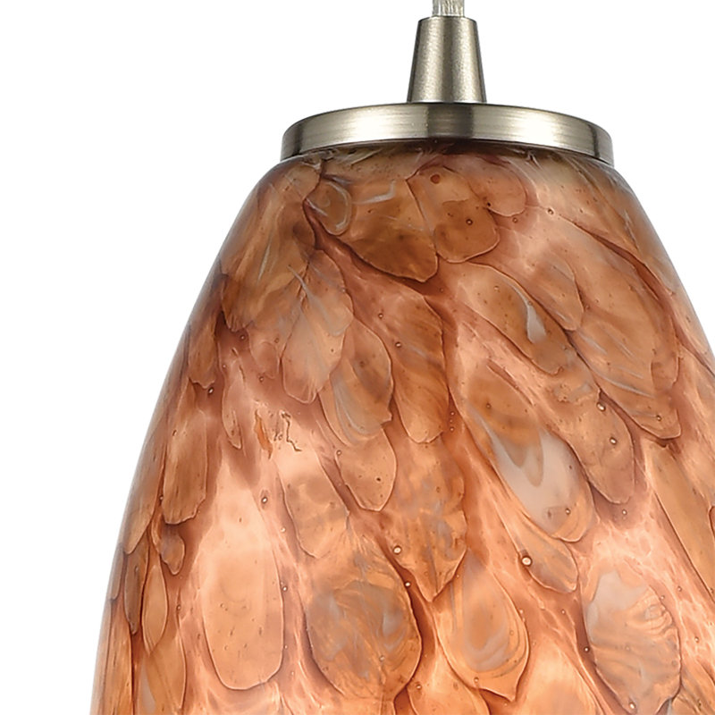 Mini-luminaire suspendu 1 lumière de 5 po de large Nature - Collage nickel satiné avec verre brun à plumes