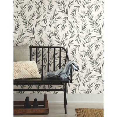Charcoal Magnolia Home Olive Branch Peel & Stick Wallpaper