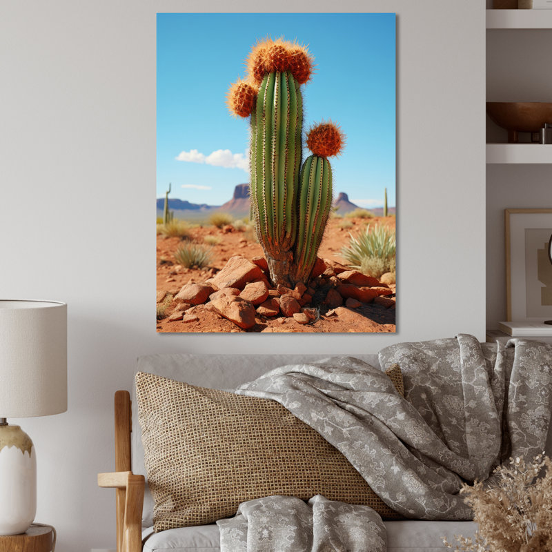 Cactus vert corail désert gardien orgue II - décoration murale florale et botanique en métal, H 32 po x l 16 po x P 1 po