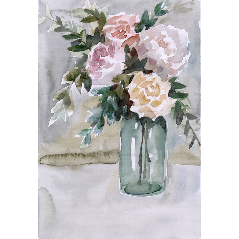 Romantic Flowers - Wrapped Canvas Painting, 122cm H x 81cm W x 3.8cm D