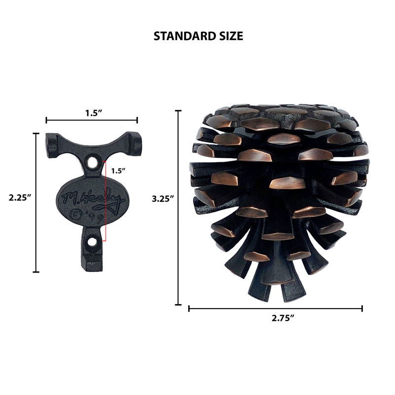 Pinecone Oiled Bronze Solid Brass Door Knocker, 3.25"