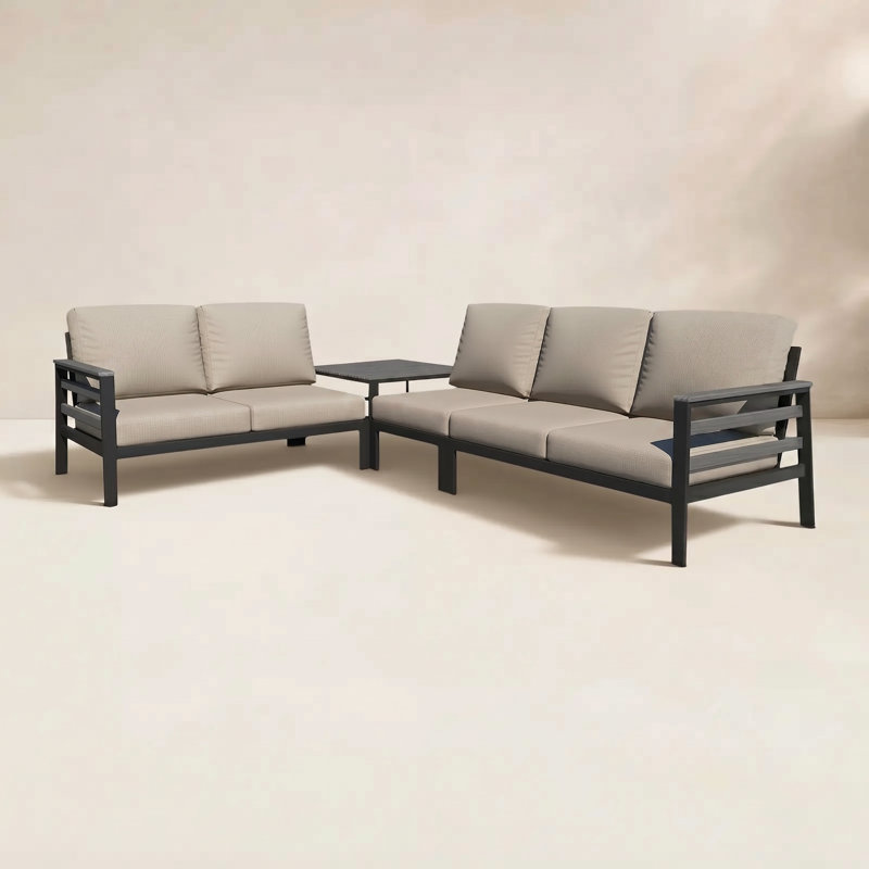 Ensemble de conversation modulaire d'extérieur Townsend pour 5 personnes avec coussins Sunbrella, Argent coulé Sunbrella®