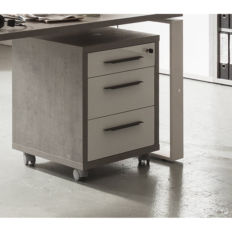 Disegno 3 -Drawer Mobile File Cabinet, Grey/White