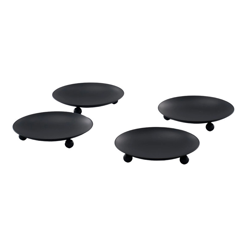 4 Pcs Black Iron Plate Candle Holders
