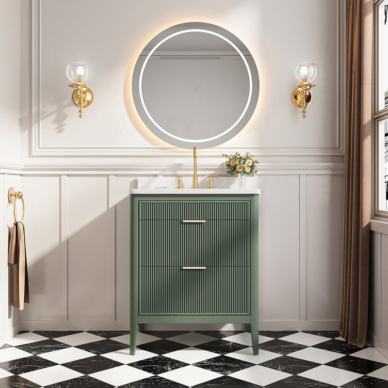 Meuble-lavabo autoportant à simple cuve, 30", Vert
