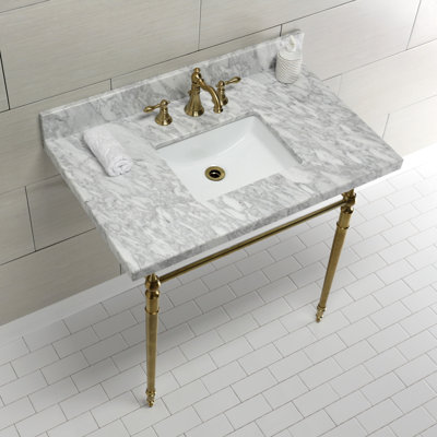 Lavabo de salle de bain console rectangulaire en céramique avec trop-plein Edwardian