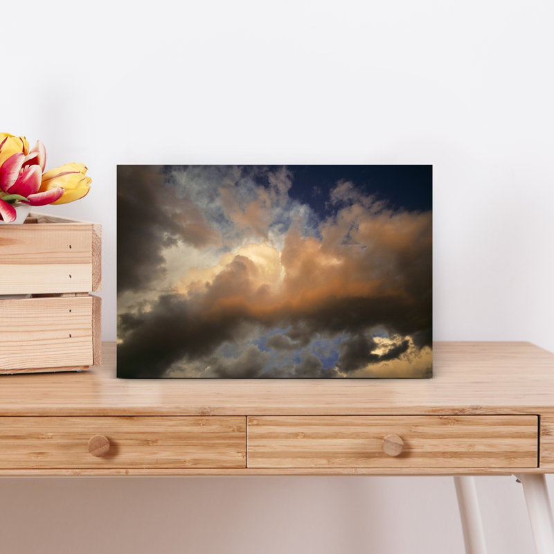 SUNLIGHT COMING THROUGH ROLLING DARK STORM CLOUDS by R. Downs - Wrapped Canvas Print, 45.72 cm H x 30.48 cm W