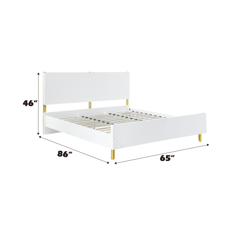Grand lit Gaines White, Blanc, Grand lit