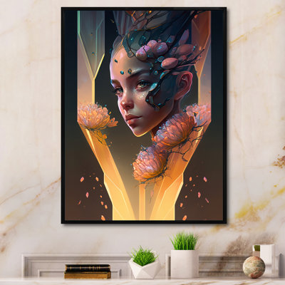 Portrait de femme avec fleurs II - reproduction sur toile
