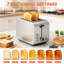 SUPERLEX 2-Slice Toaster 850W Brushed Stainless Steel with Extra Wide Slots | 7 Browning Settings, Defrost, Reheat & Cancel Functions, Removable Crumb Tray, for Bagels & Crumpets