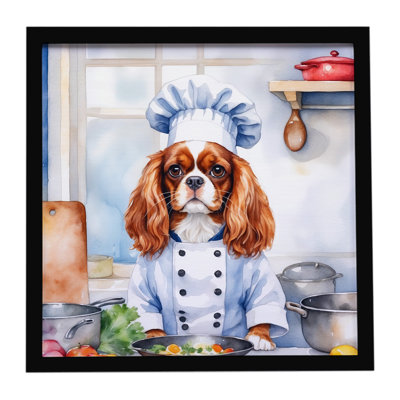 Cavalier Spaniel The Chef, reproduction d'art encadrée