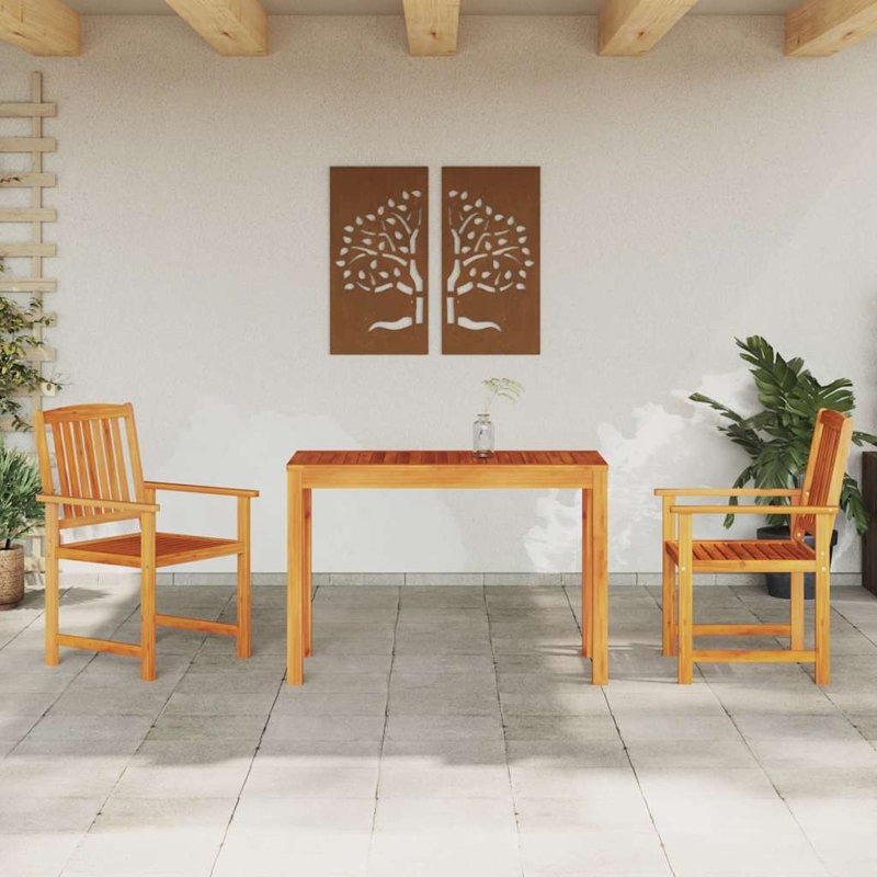 2 - Person Acacia Wood Patio Dining Set with Rectangular Table