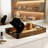 Walnut And Acacia Wood Tray (With Handle + 3 Silicone Pads) – Rectangular Coffee Table Decorative Piece, Suitable For Parties And Home Decor.