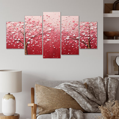 Blanc et rose, charmantes fleurs printanières - ensemble d'art mural à fleurs multiples