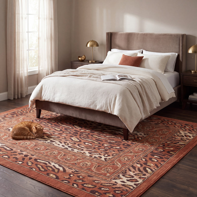 Tapis lavable à motifs animaliers jaune d'or, orange, brun, or et ivoire, antidérapant, à poils courts, pour l'intérieur et l'extérieur, adapté aux animaux domestiques, salon, chambre, salle à manger, entrée, couloir, bureau.