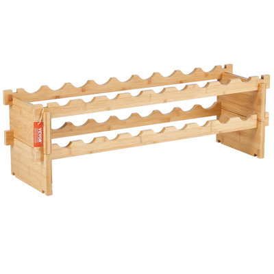 36 Bottle Stackable Modular Wine Rack Bamboo Wood Display Shelf 4-Tier by Rebrilliant
