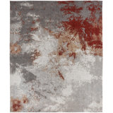 Seren Handwoven Cotton Gray/Red/Peachy Pink Area Rug