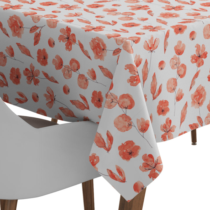 Nappe Hertog, Corail / blanc, L 144 po x l 60 po