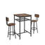 Table de bar, équipée de 2 tabourets de bar, avec dossier et cloison (brun rustique)