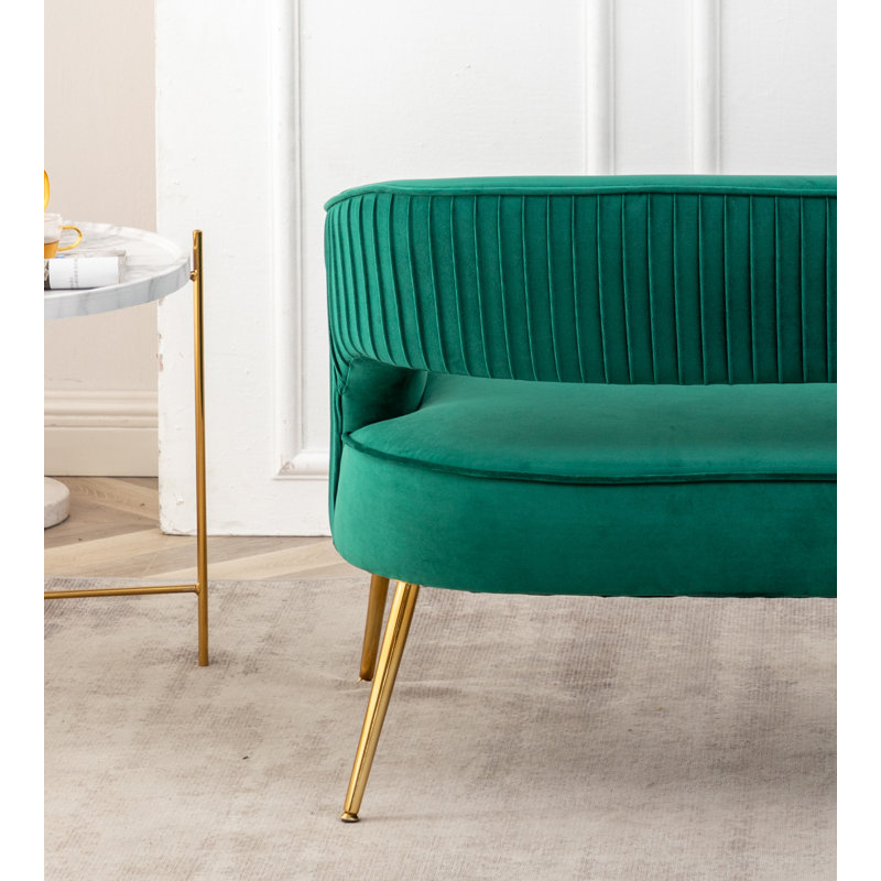 Deybi 51'' Velvet Recessed Arm Loveseat, Green Velvet
