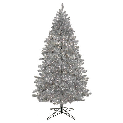 7.5 ft. Pre-Lit Christmas Matte Silver Metallic Tree