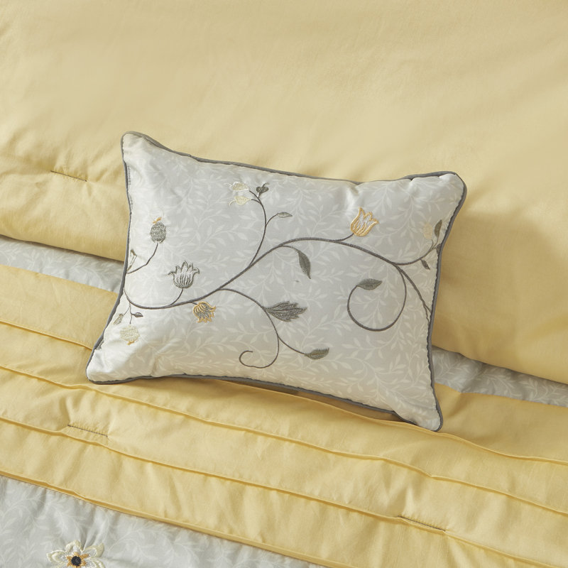 King Gray and Yellow Reversible 7-Piece Bedspread Set