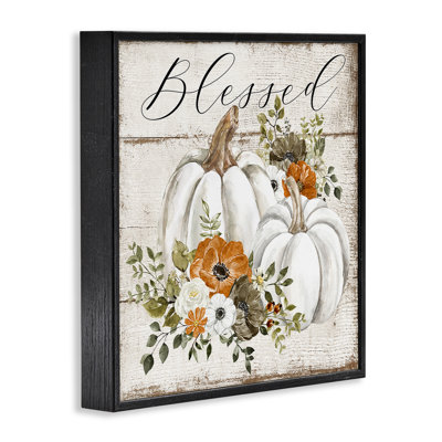 Blessed Floral Pumpkin Giclee Art by LSR Design Studio