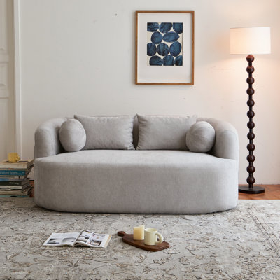 Canapé 2 places en mousse à mémoire de forme, sans installation et facile à transporter, canapé moderne à assise profonde avec tissu chenille, canapé pour salon, chambre à coucher, appartement, bureau personnel, gris