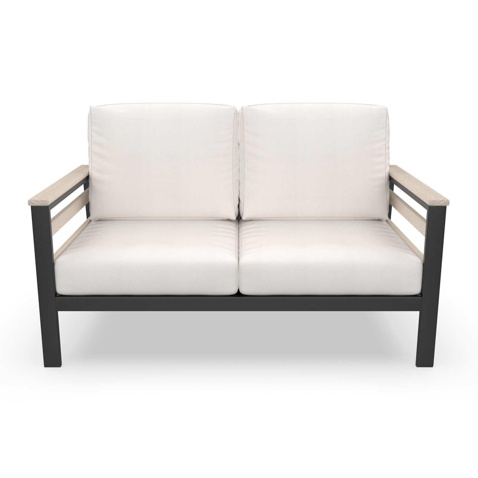 Townsend 55" Sunbrella® Patio Loveseat, Sunbrella Canvas Natural, White/Dark Gray