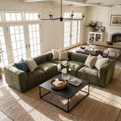 Confesor Chenille Modern L-Shaped Sectional Sofa