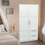 Armoire haute et armoire de cuisine avec 2 portes, 2 tiroirs et 5 espaces de rangement, blanc