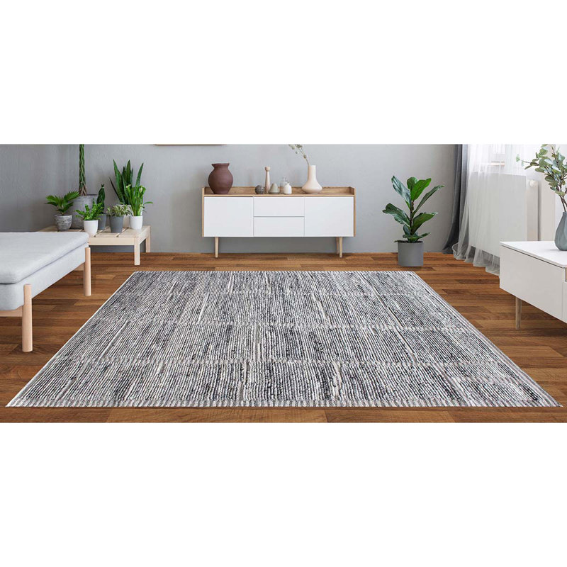 Tapis gris clair / gris foncé de haute qualité noué à la main, Rectangle 12 pi x 15 pi