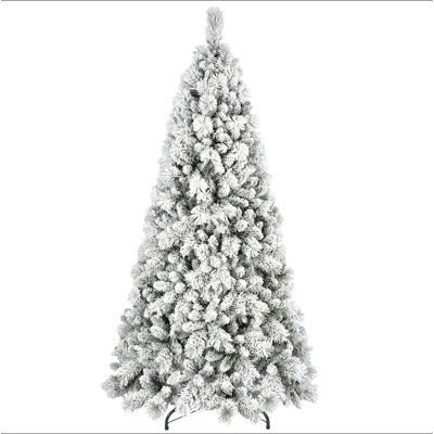 Arbre de Noël enneigé 9 pi avec embouts de 1964 - PVC enneigé et branches à aiguilles dures, structure à charnières pour une installation facile, support en métal stable - arbre de Noël réaliste complet