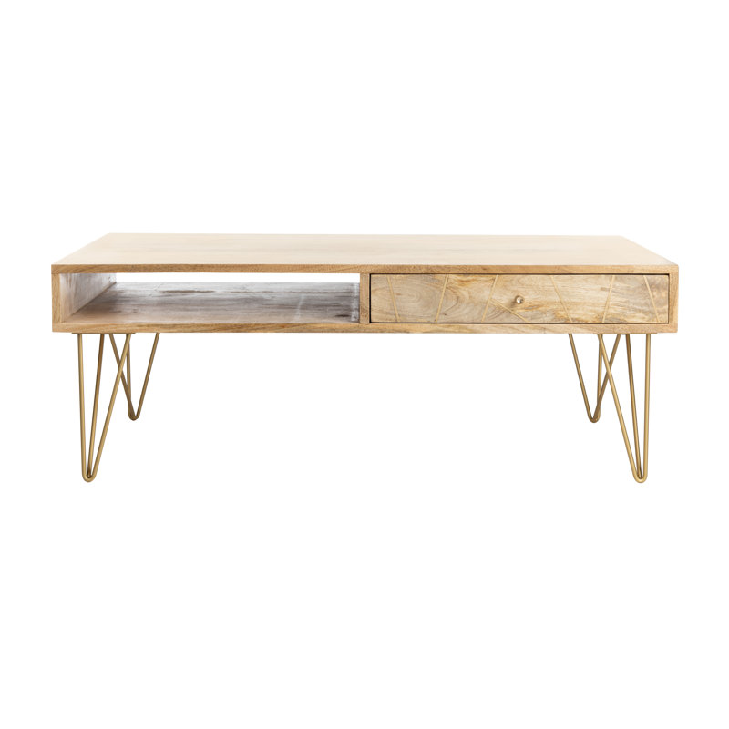 Resch Solid Wood Top Single Coffee Table, Natural, Natural