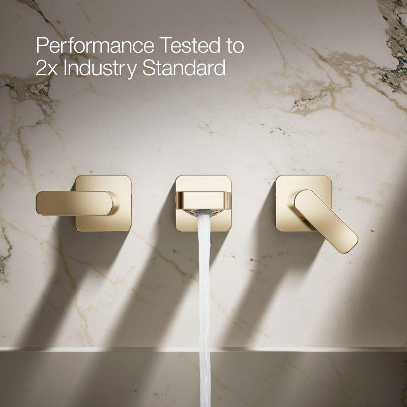 Parallel Wall-Mount Bathroom Sink Faucet Trim, Vibrant French Gold